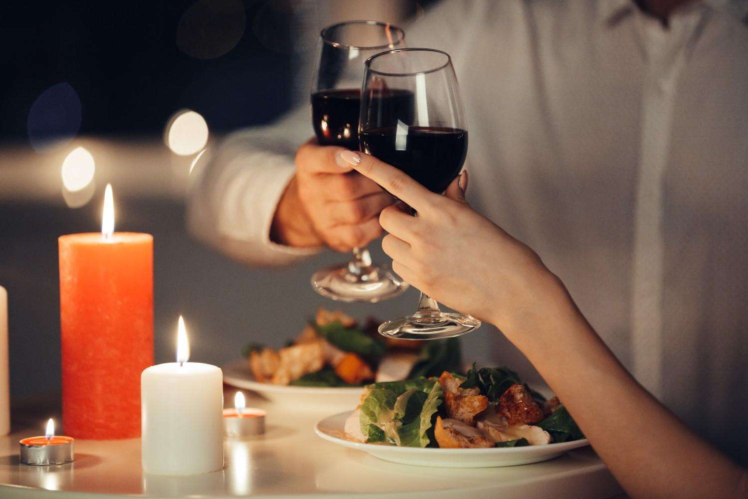 Couple have a romantic dinner